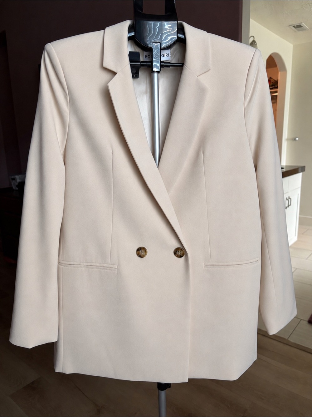 Classic Cream Double-Breasted Blazer Jacket